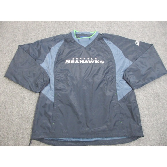 VINTAGE Seattle Seahawks Jacket Mens Large Blue WIndbreaker NFL Football Reebok‎ - Picture 1 of 16